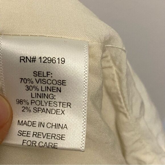 Allie Rose White ivory hi rise Elastic pull on coastal beachy shorts linen S - Picture 11 of 13